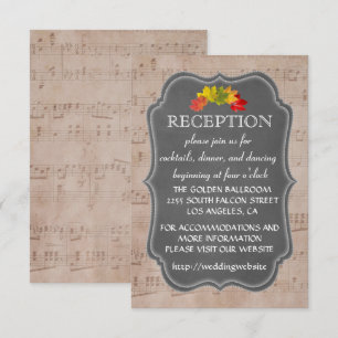 Invitation Encart de réception de feuille de musique de pays 
