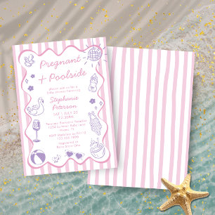 Invitation Enceinte & au bord de la piscine Fête baby shower 