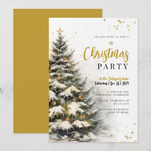 Invitation Enchantant Noël de sapin doré