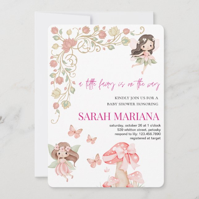 Invitation Enchanted Fairy Baby Shower  (Devant)