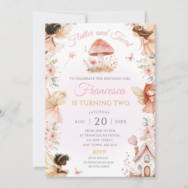 Invitation Enchanted Fairy Garden Anniversaire Fête Invitatio (Devant)