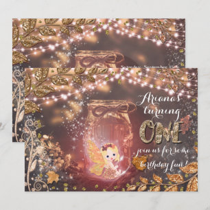 Invitation Enchanted Fairy Jar Parties scintillant Fall Leave