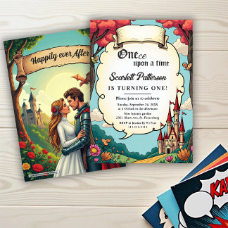 Invitation Enchanted Forest Castle Fairytale 1st Birthday