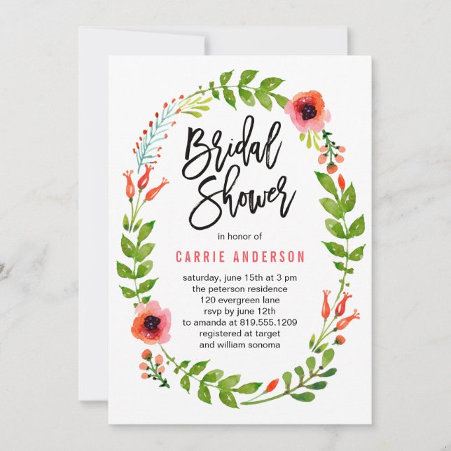 Invitation Enchanted Jardin Bridal Douche (Devant)