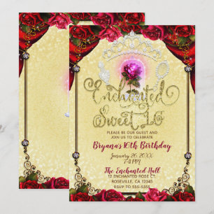 Invitation Enchanted Magical Rose Beauté Anniversaire Sweet 1