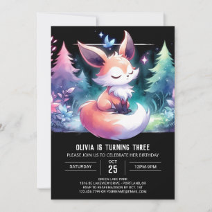 Invitation Enchanted Modern Fox Anniversaire numérique