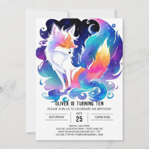 Invitation Enchanted Red Fox ravi Anniversaire