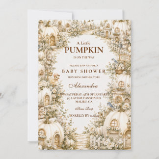 Invitation Enchanted White Pumpkin Village Baby Shower