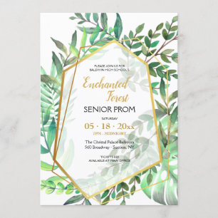 Invitation enchantée de bal d'étudiants de forêt