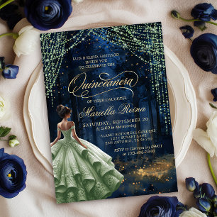 Invitation Enchantée Forêt Vert Quinceañera
