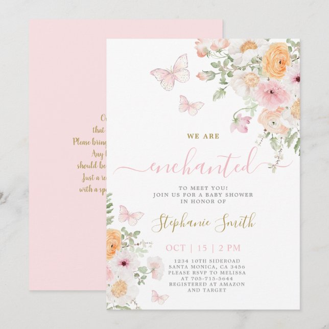 Invitation Enchantée Pour Vous Rencontrer Baby shower Invitat (Devant / Derrière)