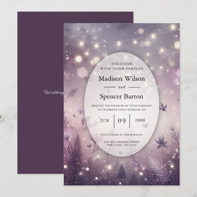 Invitation Enchantement Starlit dans le Mariage Bloom (Devant / Derrière)
