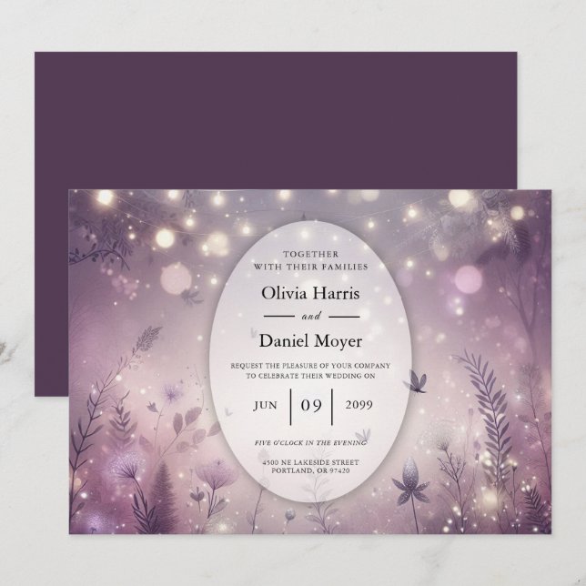 Invitation Enchantement Starlit dans le Mariage Bloom (Devant / Derrière)