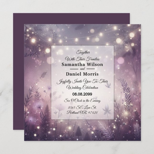 Invitation Enchantement Starlit dans le Mariage Bloom (Devant / Derrière)