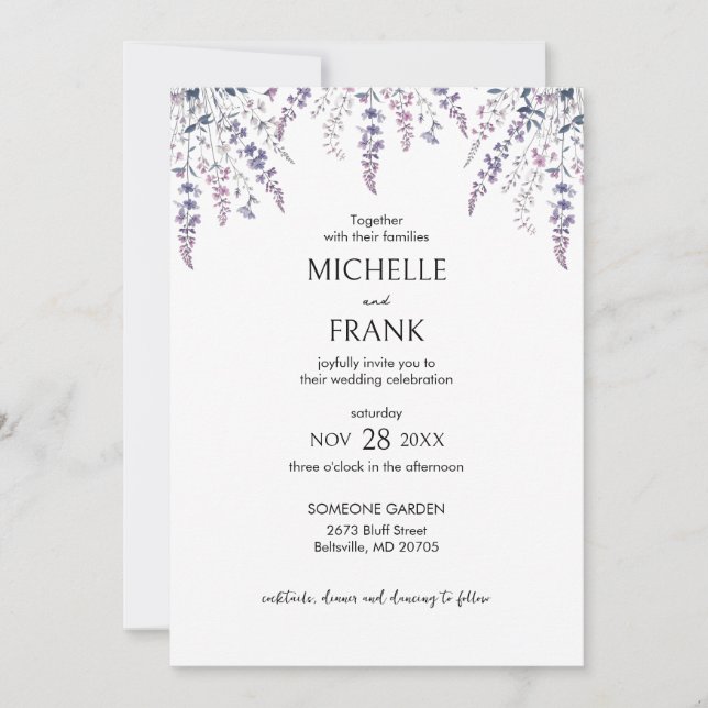 Invitation Enchanter les rêves de Lilac : Boho Floral Mariage (Devant)