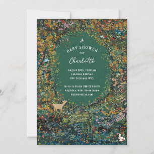 Invitation Enchanteur Baby shower vert de la forêt forestière