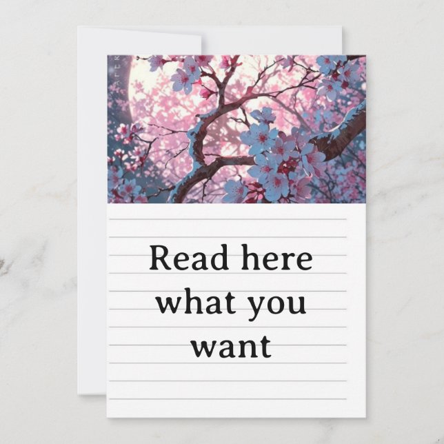 Invitation Enchanting Cherry Blossom & Full Moon Wedding Invi (Devant)