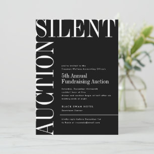 Invitation Enchère silencieuse en noir et blanc grand texte I