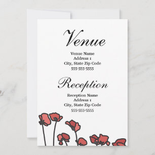 Invitation Enclos de lieu de mariage floral avec coquelicots 