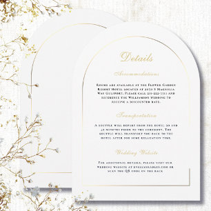 Invitation Enclosure à détails d'arche en or sur fond blanc