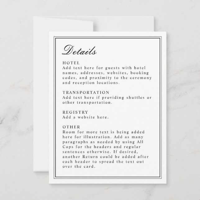 Invitation Enclosure de script classique absolu noir et blanc (Devant)