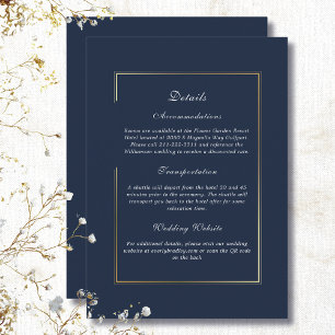 Invitation Enclosure Détail de Cadre Or Bleu Marine Foncé