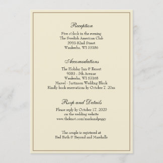Invitation Enclosure simple et élégant de réception de mariag
