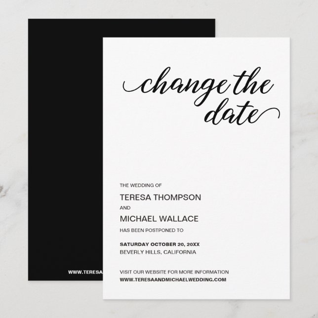 Invitation Encore élégant : report Mariage personnalisé (Devant / Derrière)