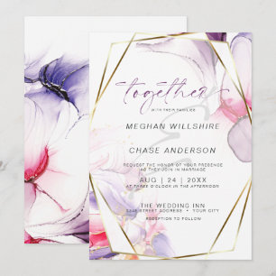Invitation Encre à eau aquarelle fluide alcool rose lilas cra