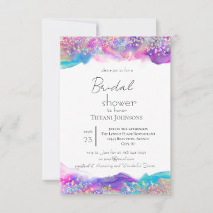 Invitation Encre Alcoolique Arc-en-Ciel Faux Paillettes pour 
