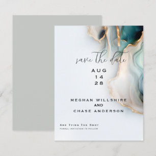 Invitation Encre alcoolique fluide Luxe Opale Sarcelle Or