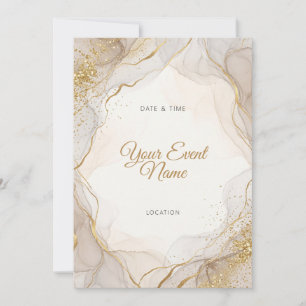 Invitation Encre alcoolique grise beige Paillettes dorées