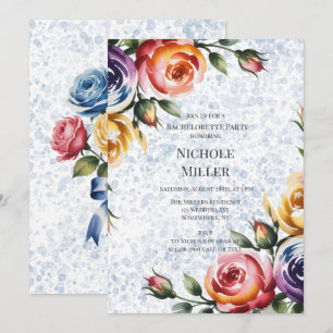Invitation Encre Alcoolique Roses Bleu Orange Enterrement de