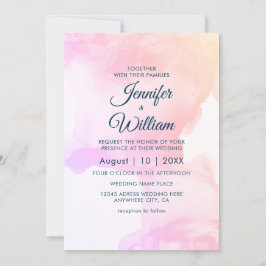 Invitation Encre Aquarelle Moderne Rose