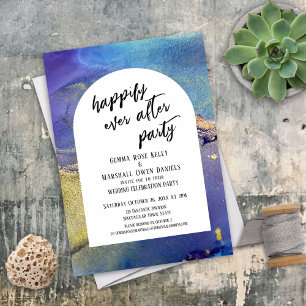 Invitation Encre Bleue Violette Or Fête Arc Pour Toujours Heu