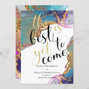 Invitation Encre marbrée Abstraite Magenta Blue Enregistrer l