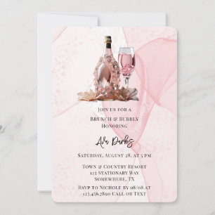 Invitation Encre rose Diamond Champagne Brunch & Bubbly