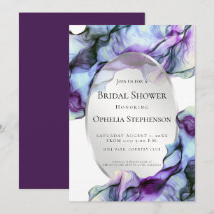 Invitation Encre Turquoise à écoulement Abstrait à cadre d'ar