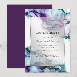 Invitation Encre Turquoise à écoulement Abstrait à cadre d'ar