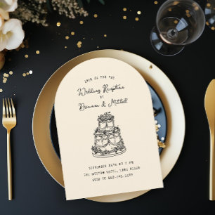 Invitation Encre Whimsical Main Drawn Gâteau Réception de mar