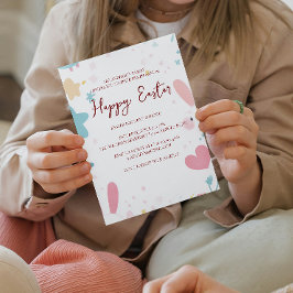 Invitation Encres de lapin et fleurs heureux Pâques