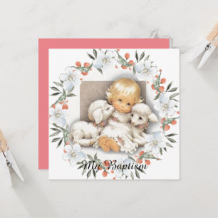 Invitation Enfant avec agneau - Batisme 