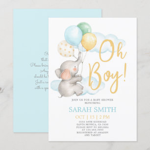Invitation Enfant Baby shower éléphant