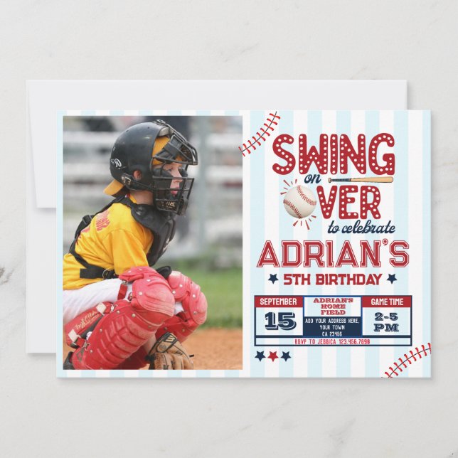 Invitation Enfant d'anniversaire de baseball Photo (Devant)