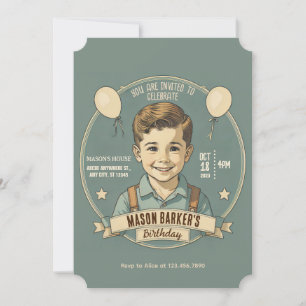 Invitation Enfant d'anniversaire vintage