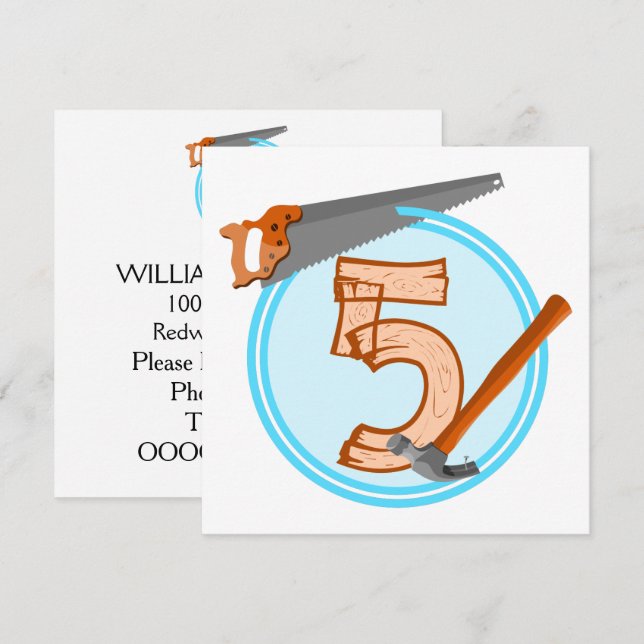 Invitation Enfant de cinq ans Jouets d'anniversaire (Devant / Derrière)