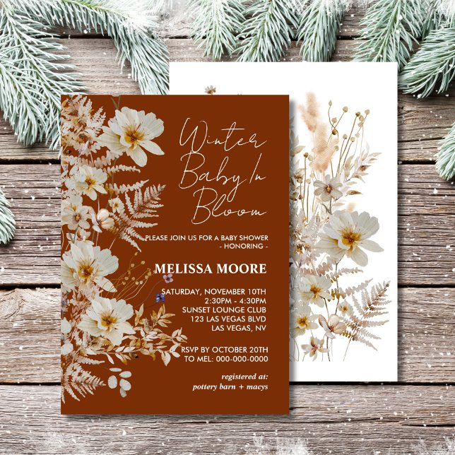 Invitation Enfant d'hiver en fleur fleur sauvage baby shower  (Créateur téléchargé)