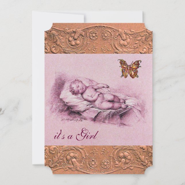 INVITATION ENFANT DORMIR AVEC BABY SHOWER DE FILLE DE BAIGNOI (Devant)