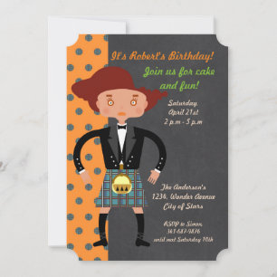 Invitation Enfant écossais avec kilt Birthday Party