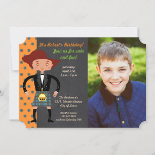 Invitation Enfant écossais avec kilt Birthday Party